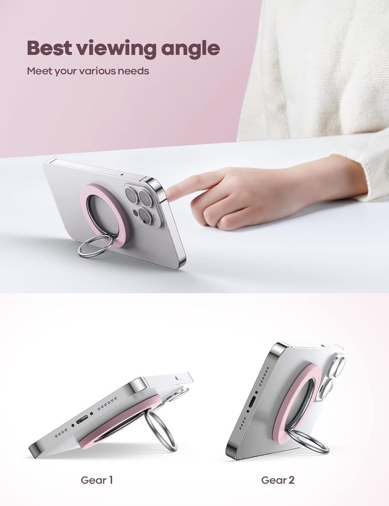 Lamicall Magnetic Phone Ring Grip Holder Compatible for Magsafe, 360° Rotating with Smooth Damping, Finger Ring Holder, Pop Grip Stand, Mag Safe Kickstand Accessories for iPhone 17 Pro Max, Pinky - Image 4